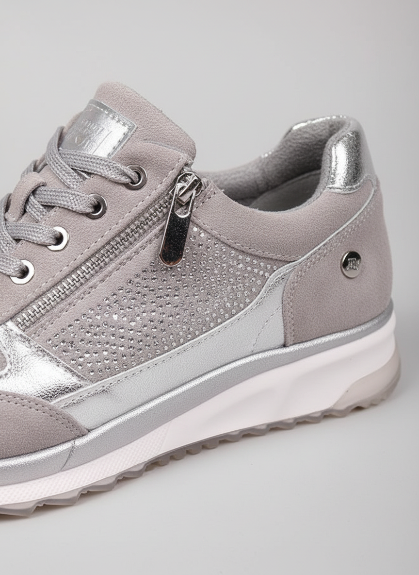 Molly - Scarpe da ginnastica ortopediche con zeppa da donna e cerniera laterale