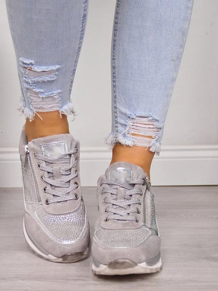 Molly - Scarpe da ginnastica ortopediche con zeppa da donna e cerniera laterale
