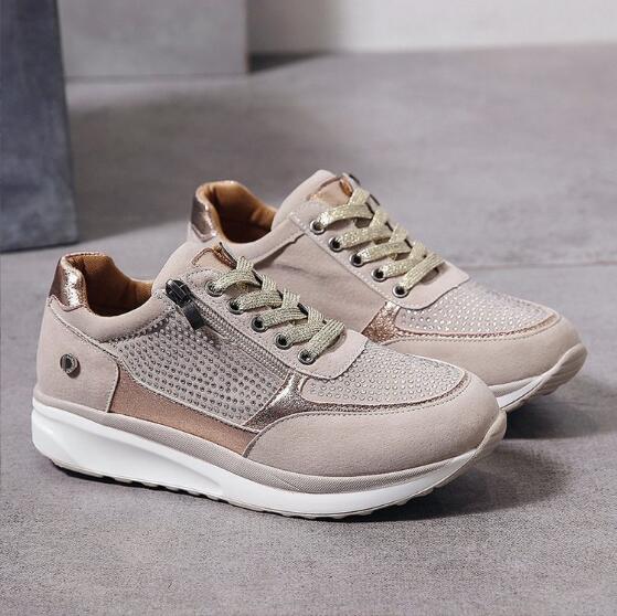 Molly - Scarpe da ginnastica ortopediche con zeppa da donna e cerniera laterale