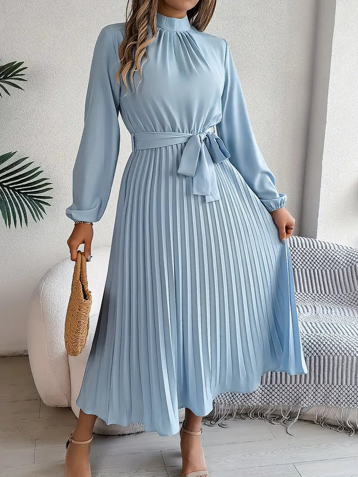 Women's Pleated Midi Dress with High Neck - photo 1
