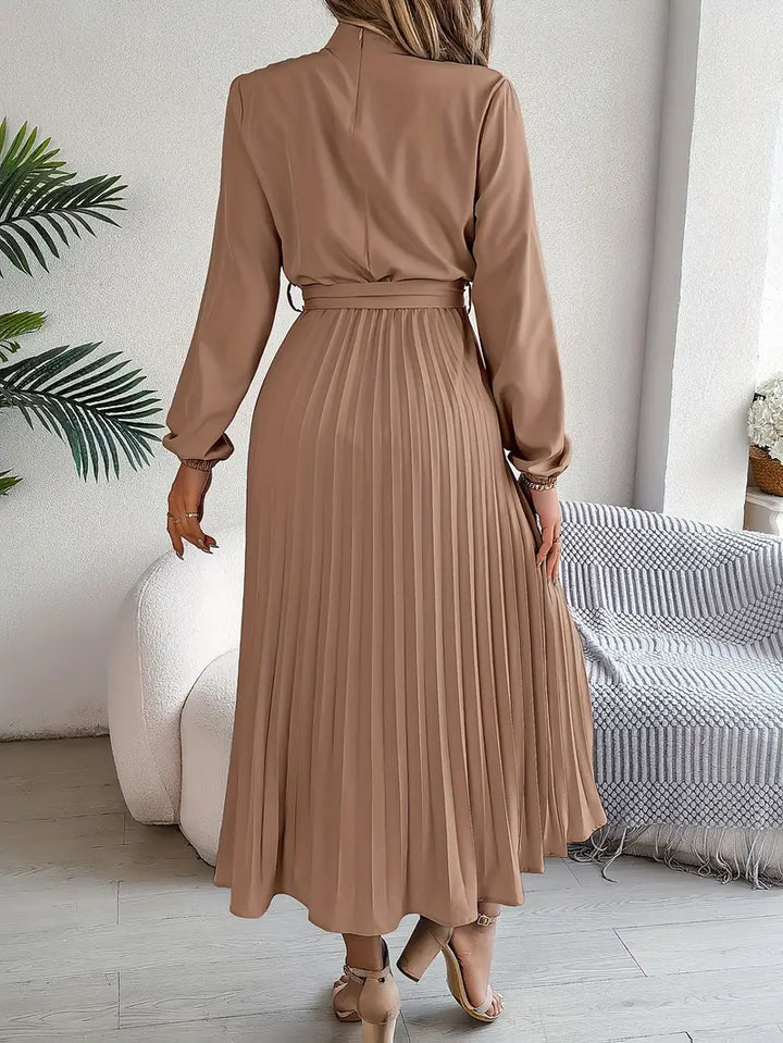 Women's Pleated Midi Dress with High Neck - photo 10