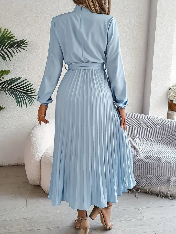 Women's Pleated Midi Dress with High Neck - photo 2