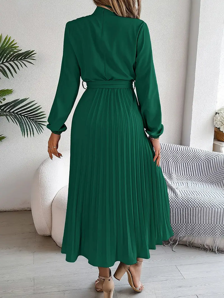 Women's Pleated Midi Dress with High Neck - photo 4