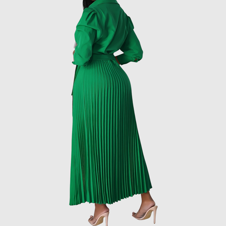 Women's Pleated Wrap Maxi Dress with Tie Waist - photo 10
