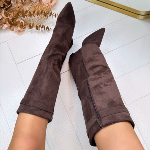 Women's Pointed Toe Knee High Boots with Block Heel - photo 10