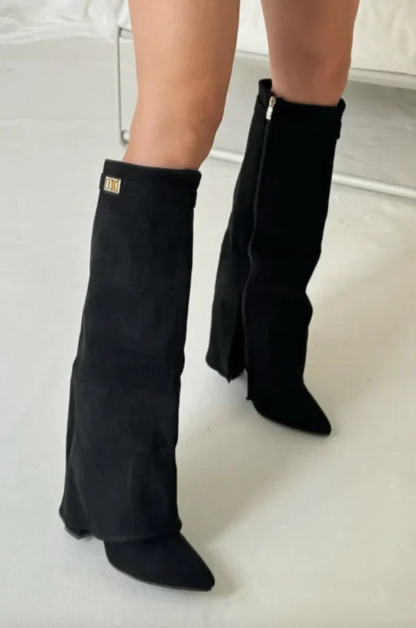 Women's Pointed Toe Knee High Boots with Block Heel - photo 2