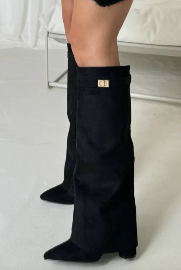 Women's Pointed Toe Knee High Boots with Block Heel - photo 3