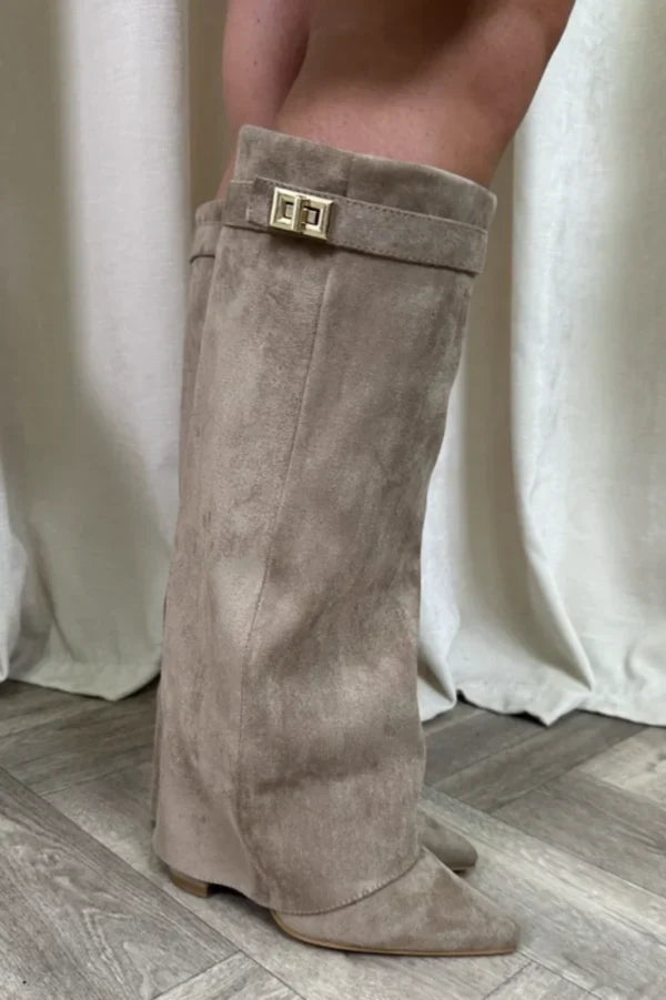 Women's Pointed Toe Knee High Boots with Block Heel - photo 4