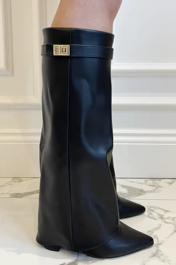 Women's Pointed Toe Knee High Boots with Block Heel - photo 6