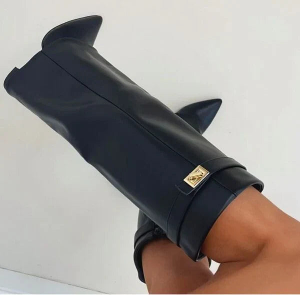 Women's Pointed Toe Knee High Boots with Block Heel - photo 7