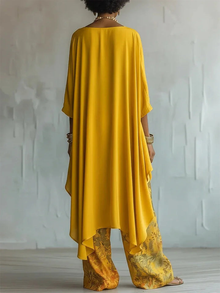 Women's Printed Asymmetric Top and Wide Trouser Set - photo 3