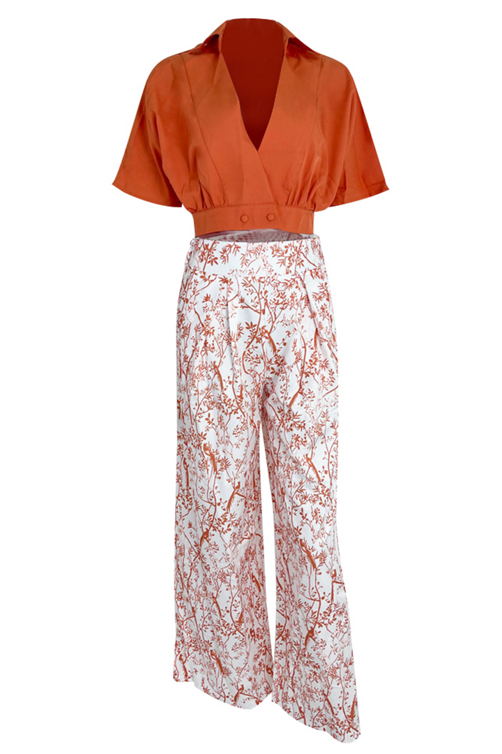 Women's Printed Blouse and Wide Trouser Set - photo 5