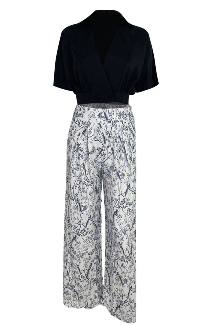 Women's Printed Blouse and Wide Trouser Set - photo 7