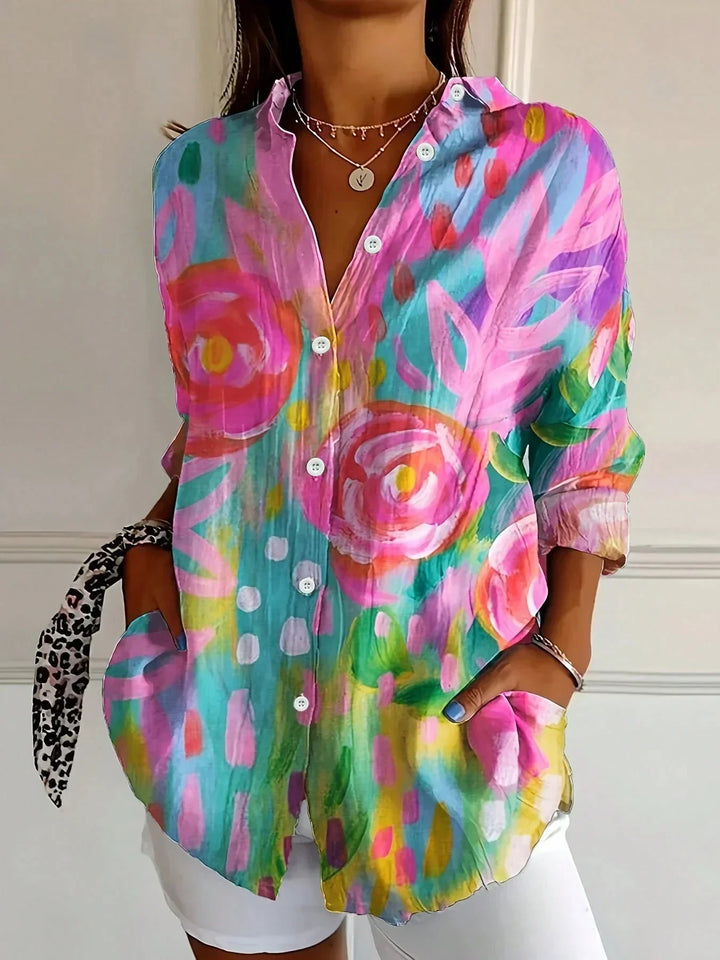 Women's Printed Flowing Blouse with a Lightweight Fabric