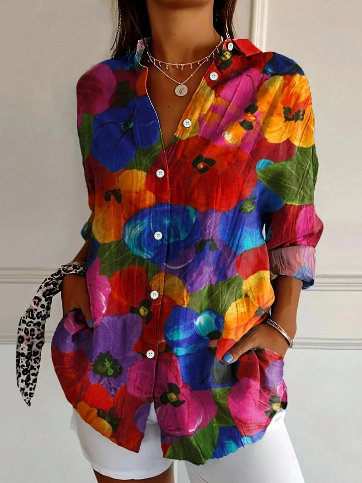 Women's Printed Flowing Blouse with a Lightweight Fabric
