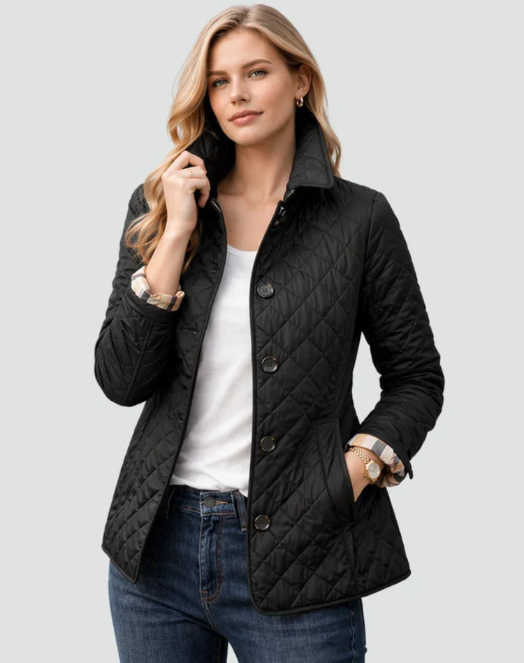 Women's Quilted Coat with Pockets and a Button Front