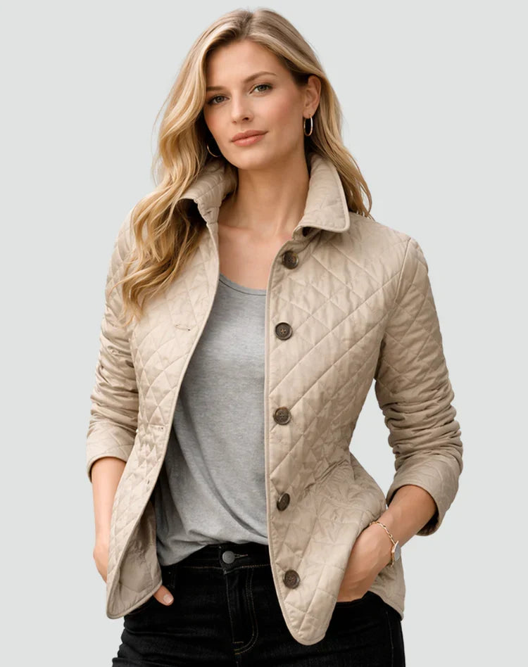 Women's Quilted Coat with Pockets and a Button Front – view 3
