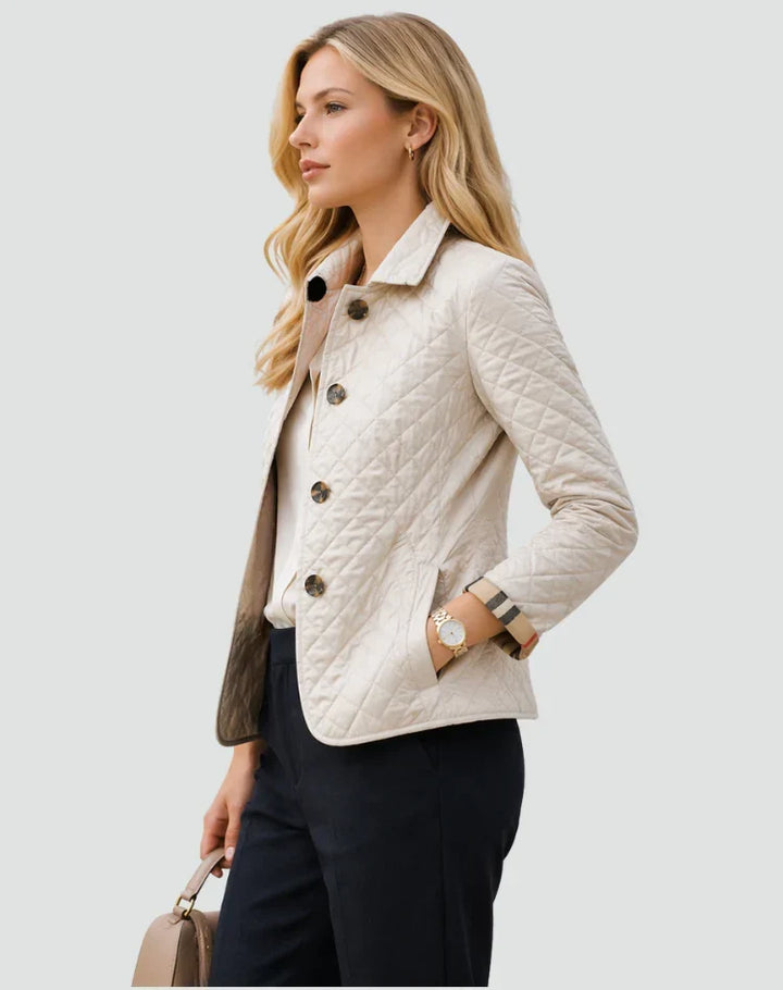 Women's Quilted Coat with Pockets and a Button Front – view 7