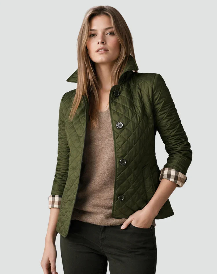 Women's Quilted Coat with Pockets and a Button Front – view 9