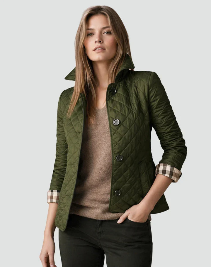 Women's Quilted Coat with Pockets and a Button Front – view 9