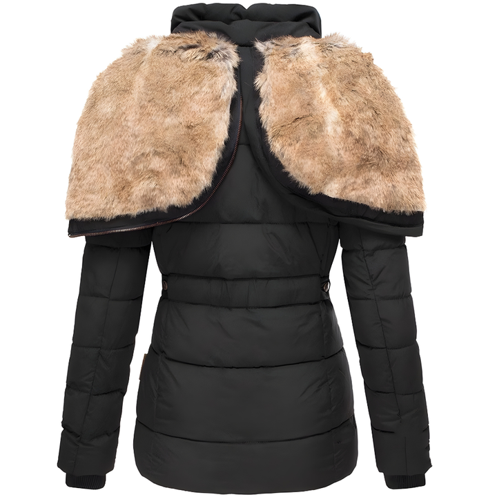 Women's Quilted Coat with Removable Faux Fur Hood Trim - photo 4