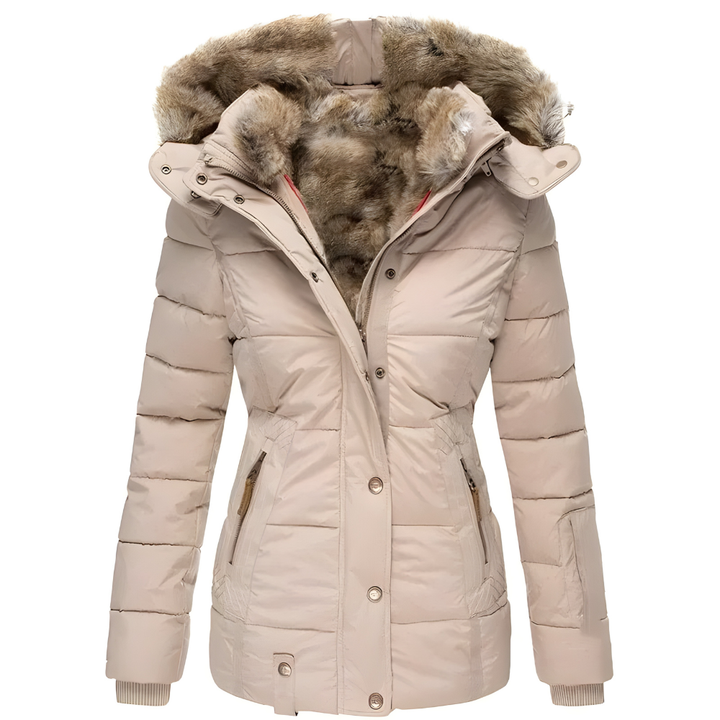 Women's Quilted Coat with Removable Faux Fur Hood Trim - photo 5