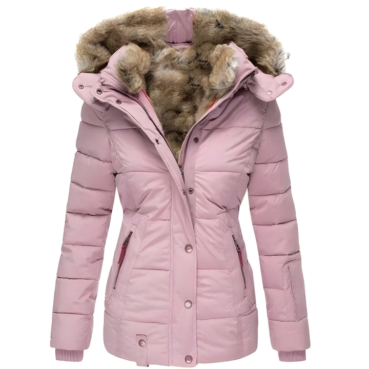 Women's Quilted Coat with Removable Faux Fur Hood Trim - photo 7