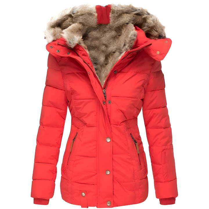 Women's Quilted Coat with Removable Faux Fur Hood Trim - photo 8