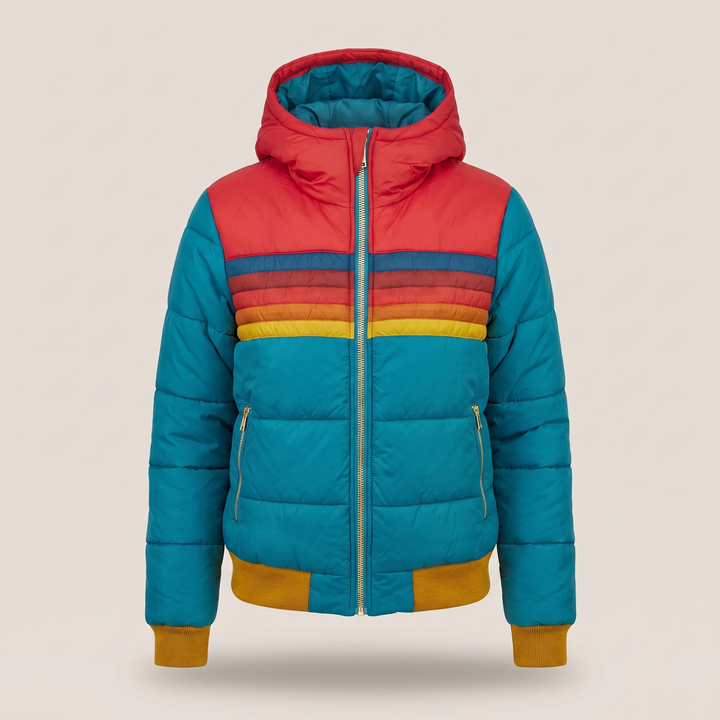 Women's Quilted Hooded Padded Jacket - Light Blue