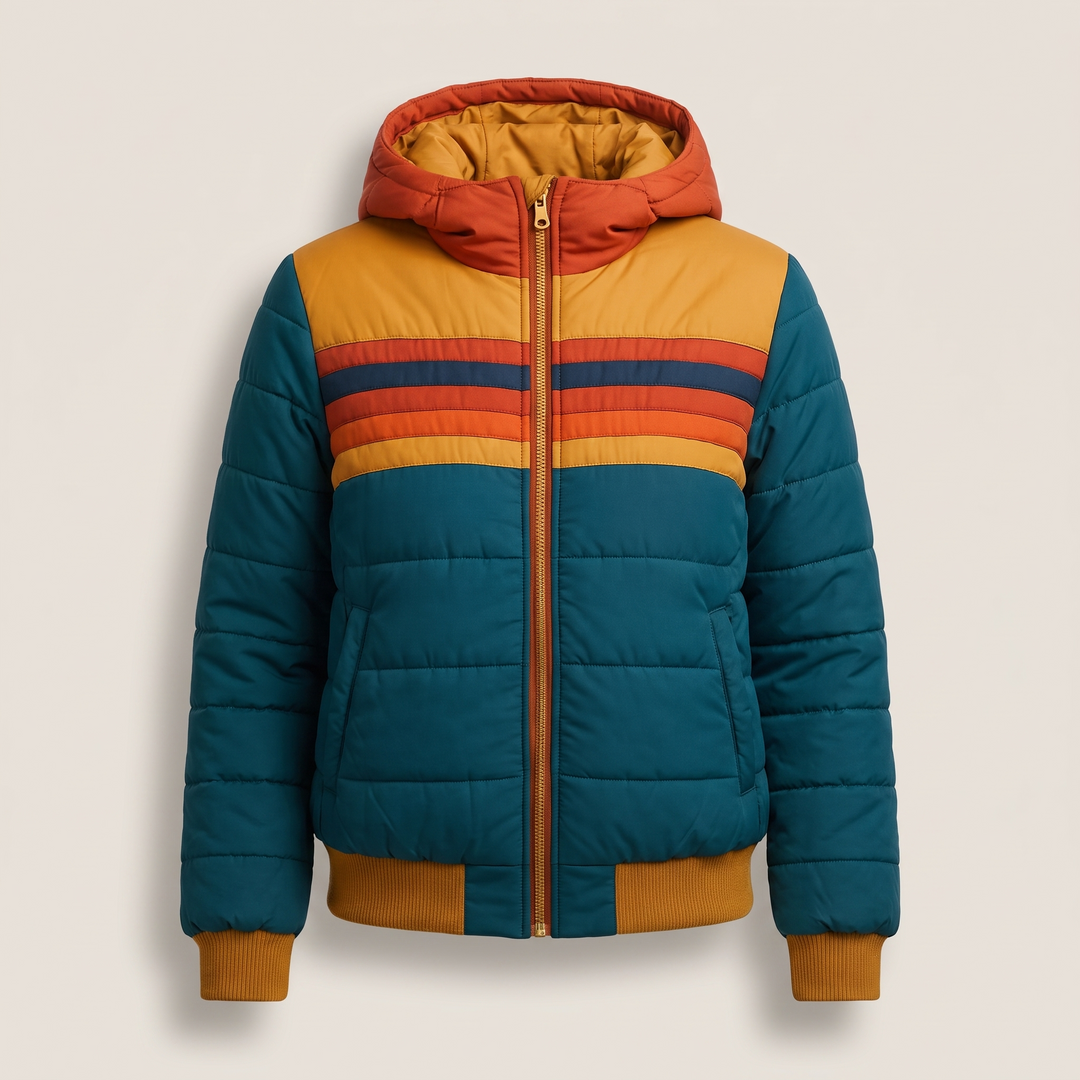 Women's Quilted Hooded Padded Jacket - Blue