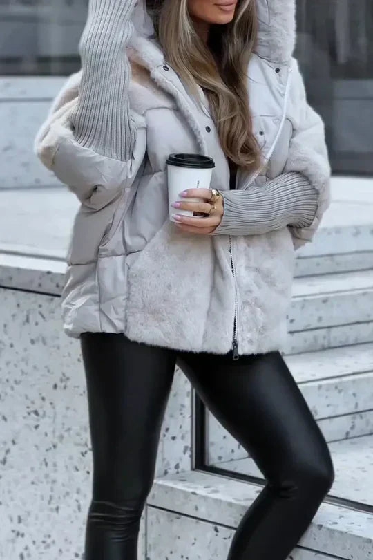 Women's Quilted Jacket with Faux Fur Panels - photo 11