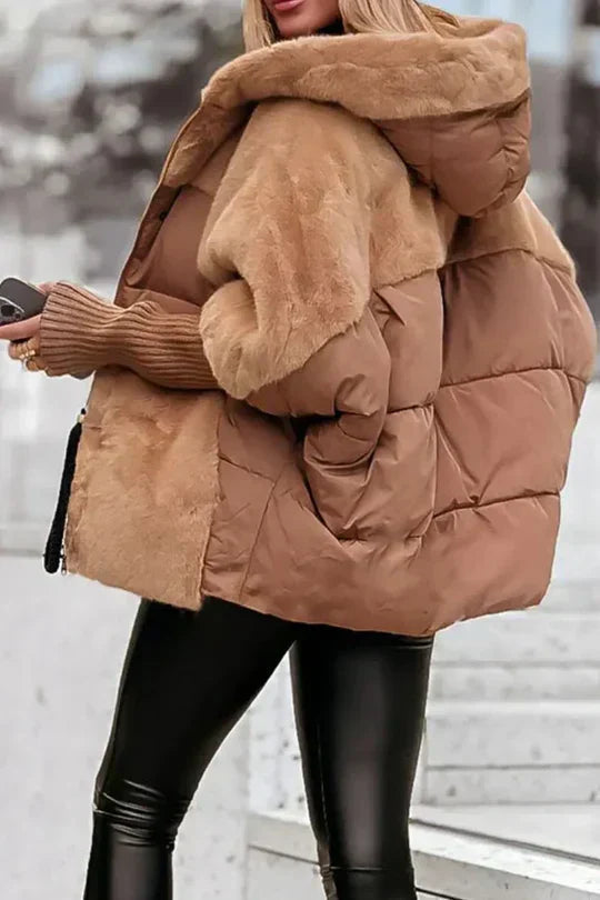 Women's Quilted Jacket with Faux Fur Panels - photo 3