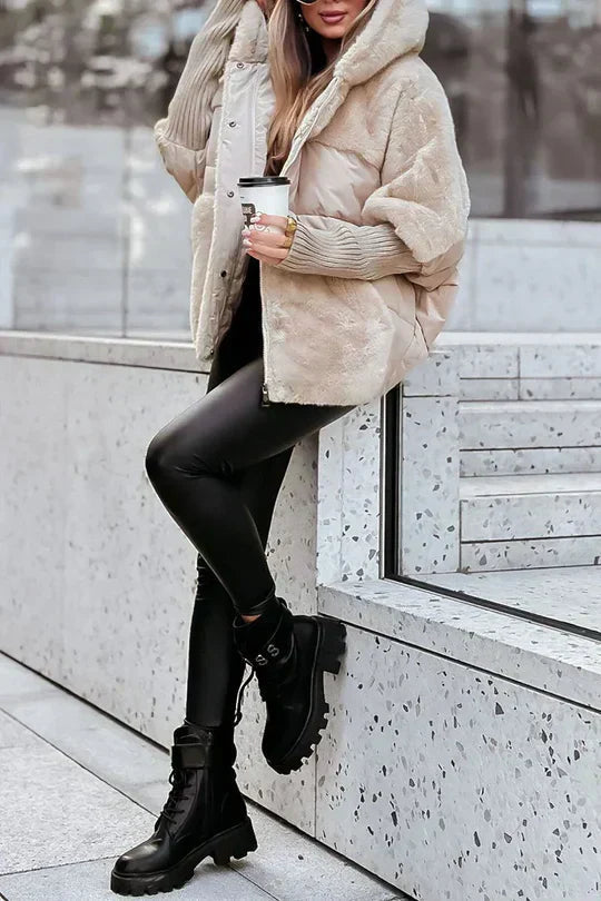 Women's Quilted Jacket with Faux Fur Panels - photo 5