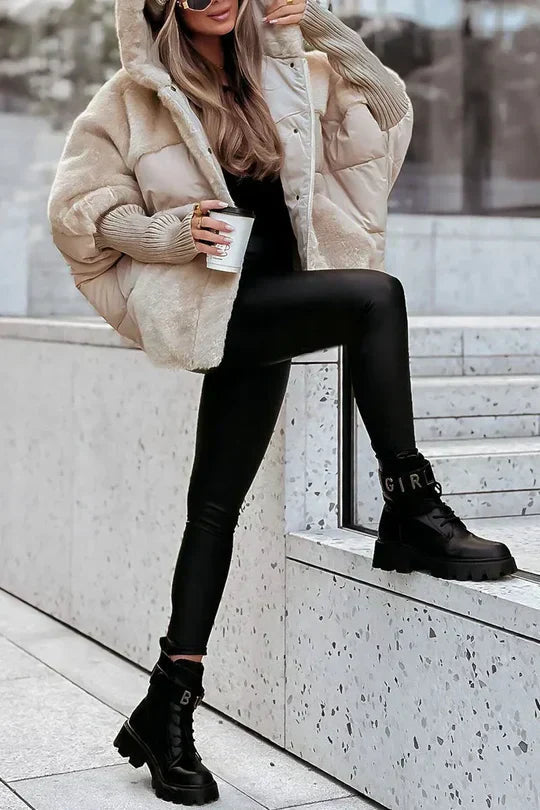 Women's Quilted Jacket with Faux Fur Panels - photo 6