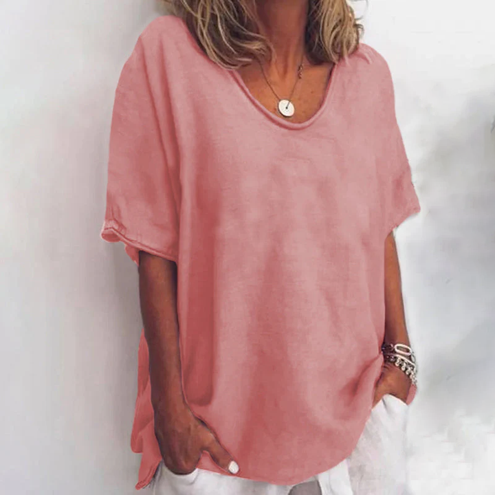 Women's Everyday Relaxed Blouse with Short Sleeves