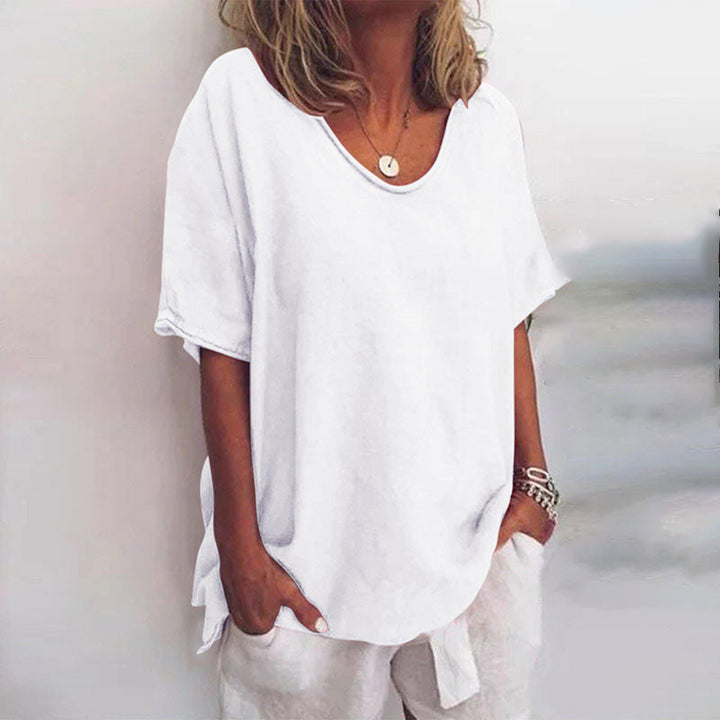 Women's Everyday Relaxed Blouse with Short Sleeves