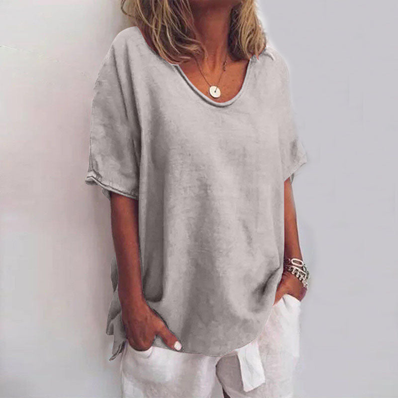 Women's Everyday Relaxed Blouse with Short Sleeves