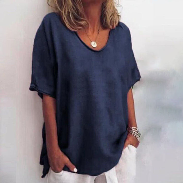 Women's Everyday Relaxed Blouse with Short Sleeves