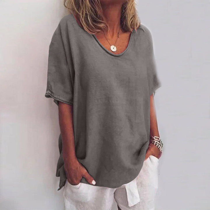 Women's Everyday Relaxed Blouse with Short Sleeves