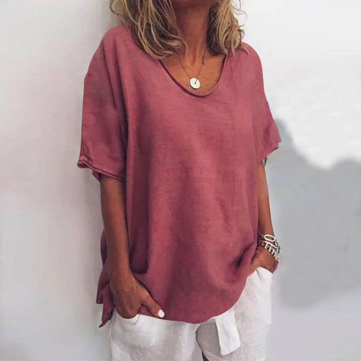 Women's Everyday Relaxed Blouse with Short Sleeves