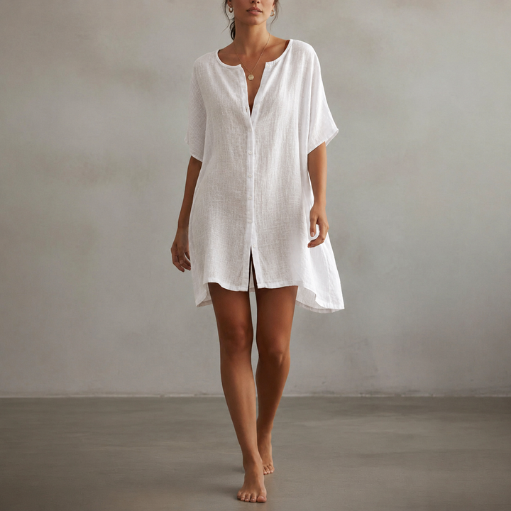 Women's Relaxed Day Dress with Split Neckline - photo 4
