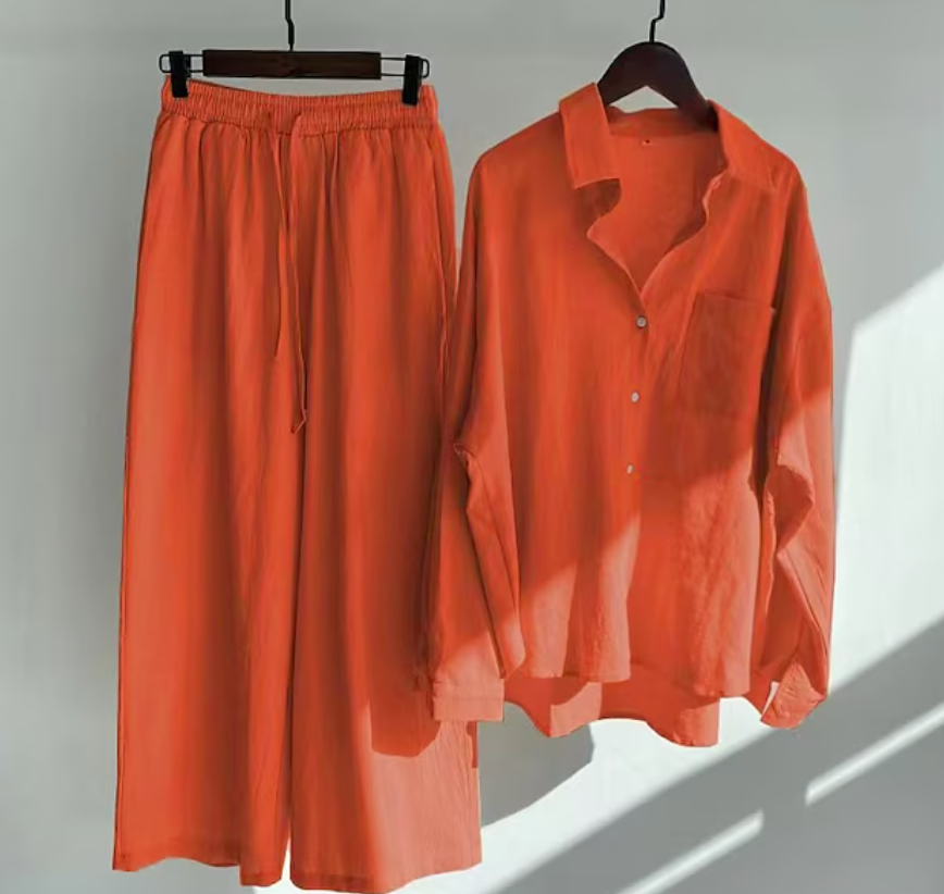 Women's Relaxed Flowing Two-Piece Set with an Elastic Waist