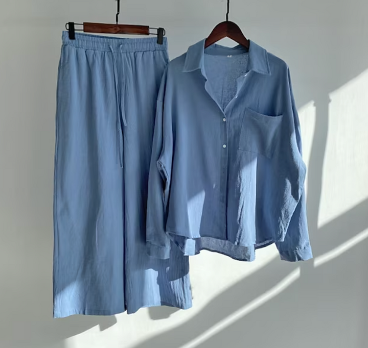 Women's Relaxed Flowing Two-Piece Set with an Elastic Waist
