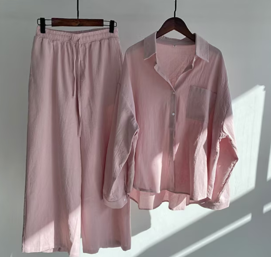 Women's Relaxed Flowing Two-Piece Set with an Elastic Waist