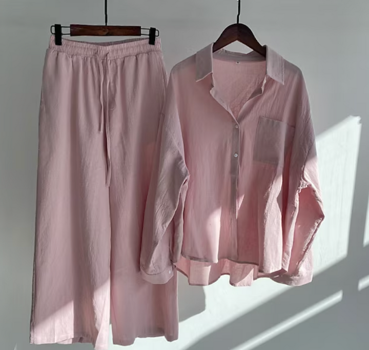 Women's Relaxed Flowing Two-Piece Set with an Elastic Waist