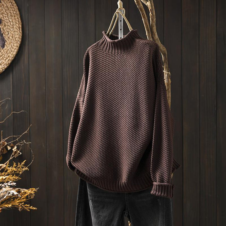Women's Relaxed Knitted Jumper - Coffee