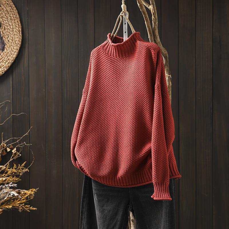 Women's Relaxed Knitted Jumper - Red