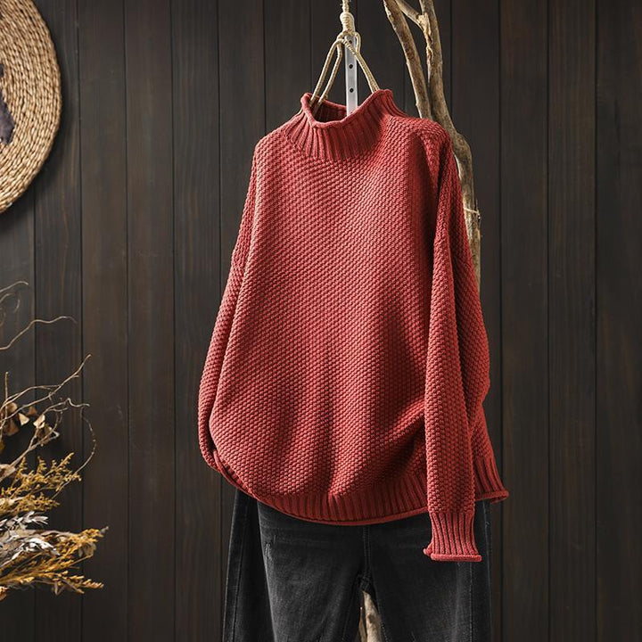 Women's Relaxed Knitted Jumper - Red