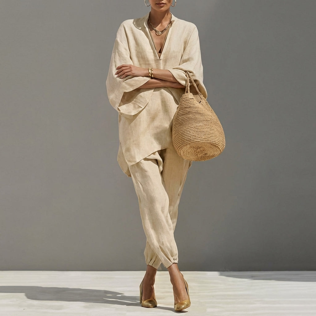 Women's Two-Piece Set with an Oversized Tunic