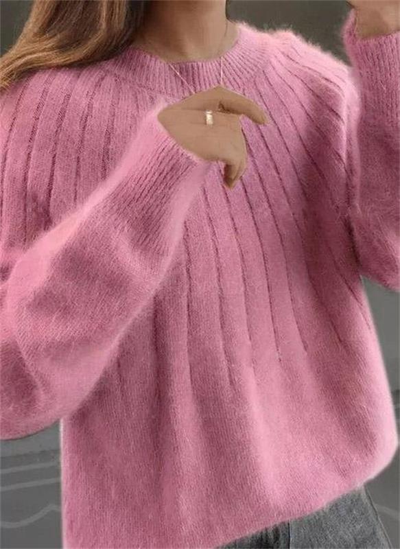 Women's Ribbed Knit Jumper with Round Neck - photo 3